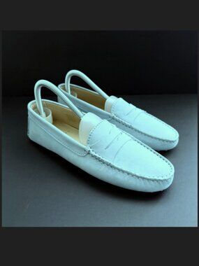 Bobbies of Paris Womens Penny Loafers 9 (40) Light Blue Split Suede